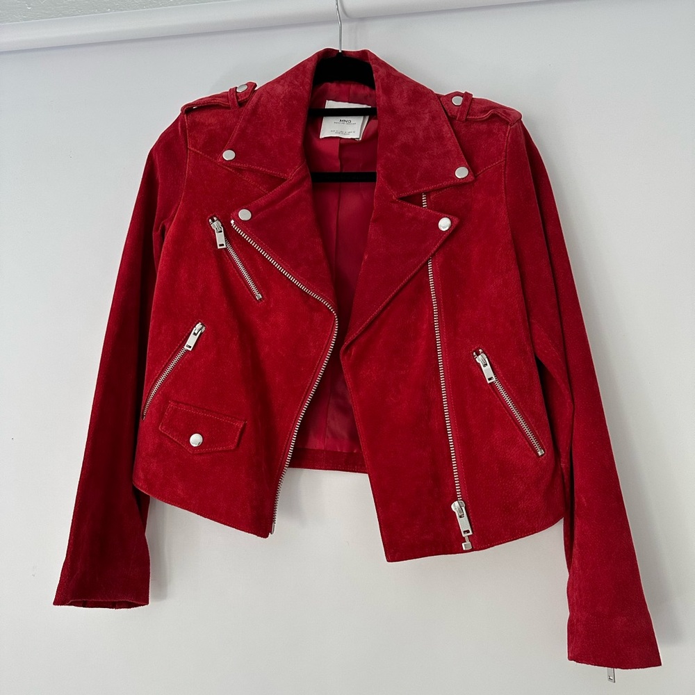 Mango suede jacket red